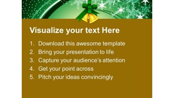 Golden Bells And Green Ribbon PowerPoint Templates Ppt Backgrounds For Slides 1212