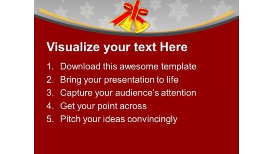 Golden Bells With Red Bow PowerPoint Templates Ppt Backgrounds For Slides 0113