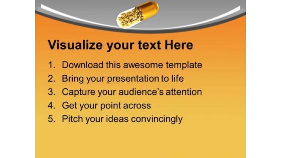 Golden Capsule With Health Theme PowerPoint Templates Ppt Backgrounds For Slides 0413