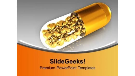 Golden Capsule With Health Theme PowerPoint Templates Ppt Backgrounds For Slides 0413