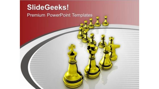 Golden Chess Pieces Isolated Background PowerPoint Templates Ppt Backgrounds For Slides 0213