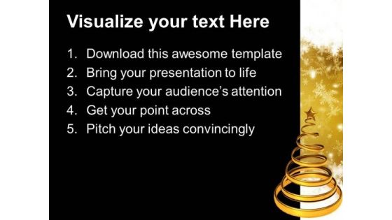 Golden Christmas Tree With Gifts Festival PowerPoint Templates Ppt Backgrounds For Slides 1112