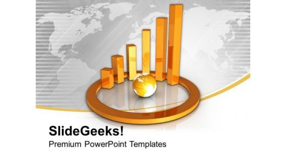 Golden Circular Bar Graph With Globe PowerPoint Templates Ppt Backgrounds For Slides 0313