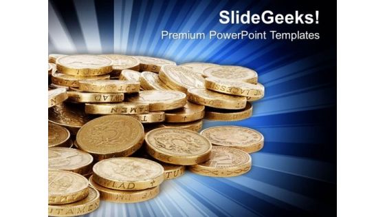 Golden Coins Financial Development PowerPoint Templates Ppt Backgrounds For Slides 0313