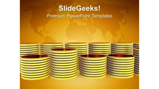 Golden Coins Global Business PowerPoint Templates And PowerPoint Themes 1112
