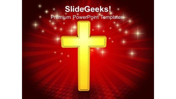 Golden Cross Christian PowerPoint Templates And PowerPoint Themes 0812