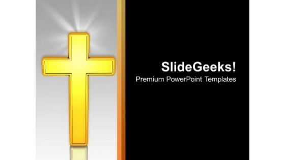 Golden Cross Religion Signs Christmas PowerPoint Templates Ppt Backgrounds For Slides 1212