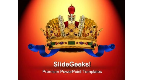 Golden Crown Leadership PowerPoint Backgrounds And Templates 1210