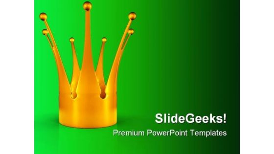 Golden Crown Metaphor PowerPoint Backgrounds And Templates 0111