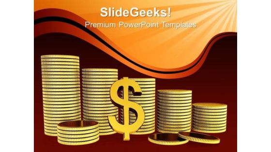 Golden Dollar Coins Business PowerPoint Templates And PowerPoint Themes 0912