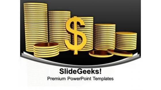 Golden Dollar Coins Money PowerPoint Templates And PowerPoint Themes 1012