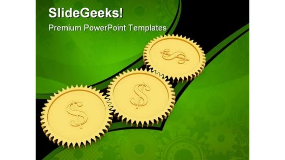 Golden Dollar Gears Industrial PowerPoint Themes And PowerPoint Slides 0511