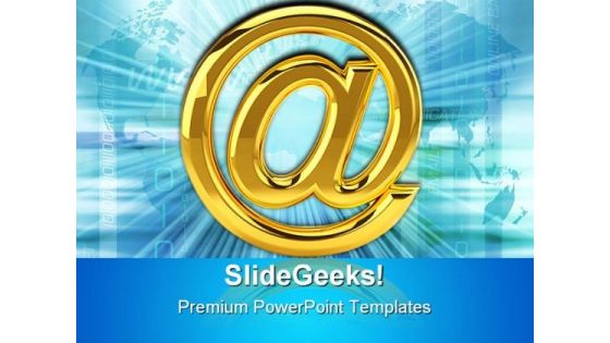 Golden Email Sign Internet PowerPoint Templates And PowerPoint Backgrounds 0111