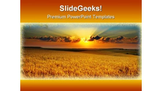 Golden Field Nature PowerPoint Template 0810