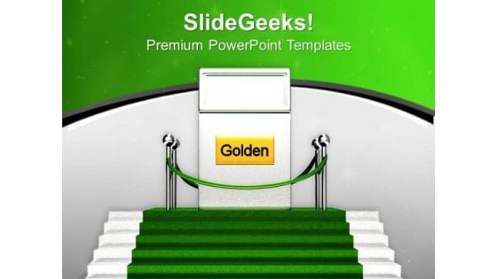 Golden Gate On Green Carpet Success PowerPoint Templates Ppt Backgrounds For Slides 0313