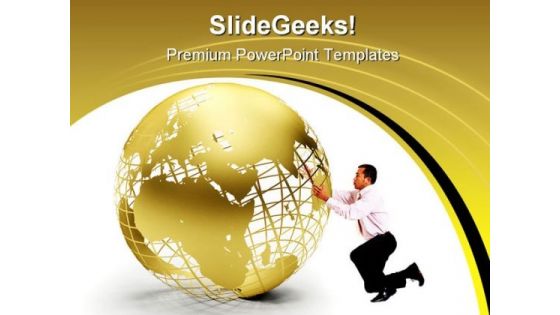 Golden Globe Earth PowerPoint Template 0910