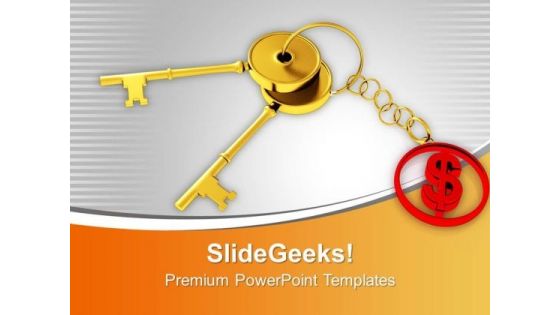 Golden Key And Dollar Keychain PowerPoint Templates Ppt Backgrounds For Slides 0213