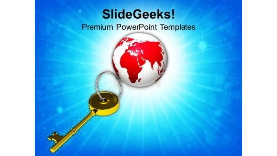 Golden Key And Planet Earth PowerPoint Templates Ppt Backgrounds For Slides 0113