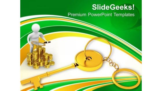 Golden Key Chain Finance Concept PowerPoint Templates Ppt Backgrounds For Slides 0213