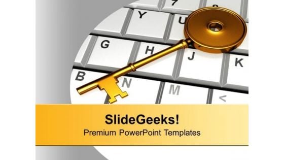 Golden Key On Keyboard PowerPoint Templates Ppt Backgrounds For Slides 0113