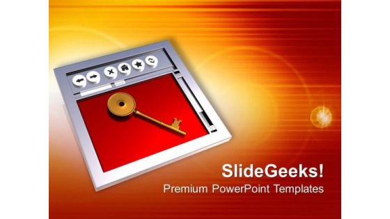 Golden Key Security Concept PowerPoint Templates Ppt Backgrounds For Slides 0713