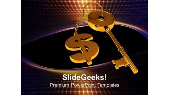 Golden Key Tied With Dollar Finance PowerPoint Templates Ppt Backgrounds For Slides 0213