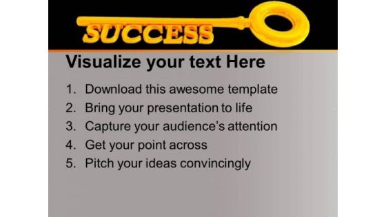 Golden Key To Success On Background PowerPoint Templates Ppt Backgrounds For Slides 0213