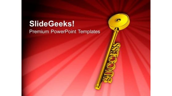 Golden Key To Success Red Background PowerPoint Templates Ppt Backgrounds For Slides 0213