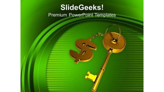 Golden Key To Success With Dollar PowerPoint Templates Ppt Backgrounds For Slides 0313