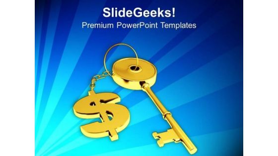 Golden Key With Dollar Sign Future PowerPoint Templates Ppt Backgrounds For Slides 0213