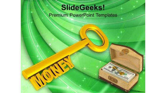 Golden Key With Word Money PowerPoint Templates Ppt Backgrounds For Slides 0213