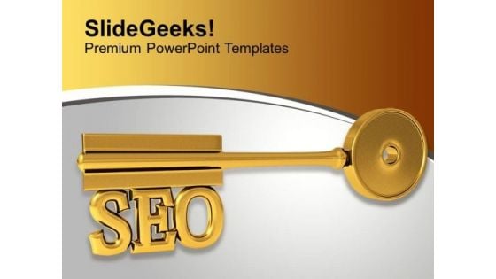 Golden Key With Word Seo Finance Marketing PowerPoint Templates Ppt Backgrounds For Slides 0113