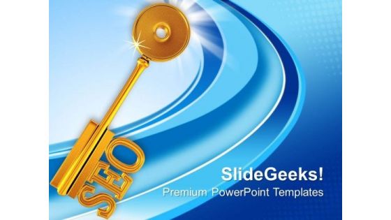 Golden Key With Word Seo Shapes PowerPoint Templates Ppt Backgrounds For Slides 0113