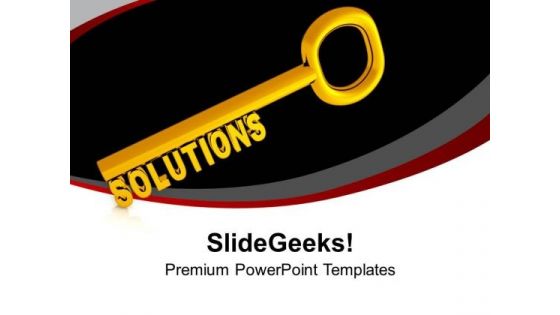 Golden Key With Word Solutions PowerPoint Templates Ppt Backgrounds For Slides 0213