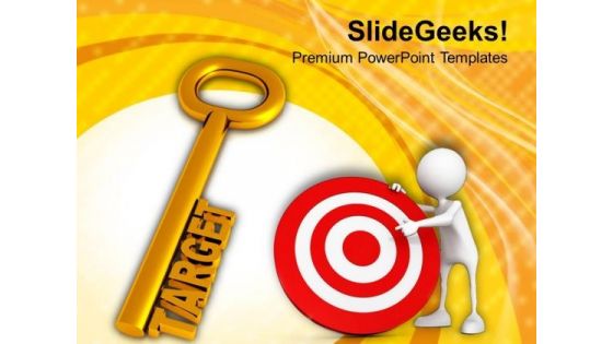 Golden Key With Word Target PowerPoint Templates Ppt Backgrounds For Slides 0113