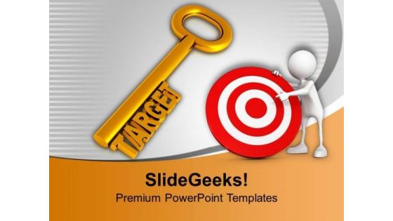 Golden Key With Word Target PowerPoint Templates Ppt Backgrounds For Slides 0413