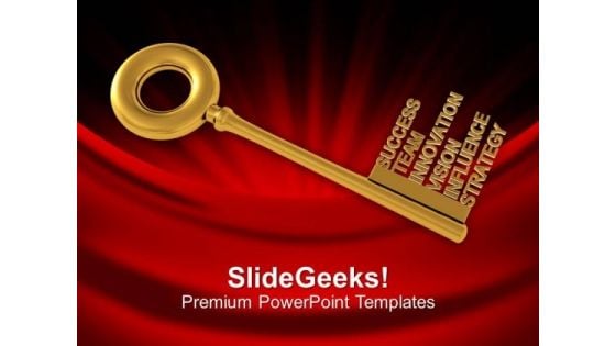 Golden Key With Words Business Concept PowerPoint Templates Ppt Backgrounds For Slides 0113