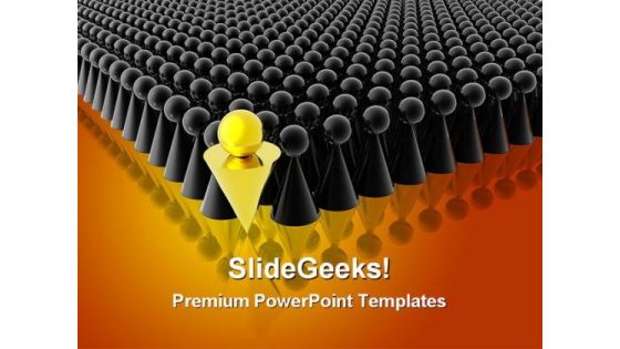 Golden Leader Of Management Leadership PowerPoint Themes And PowerPoint Slides 0311