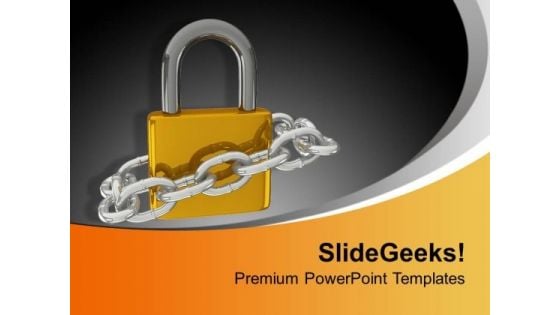 Golden Lock With Security Chain PowerPoint Templates Ppt Backgrounds For Slides 0313