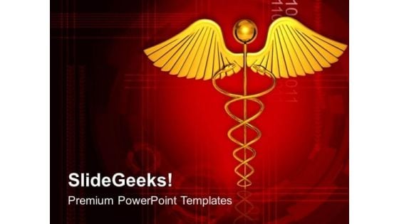 Golden Medical Symbol PowerPoint Templates Ppt Backgrounds For Slides 0313