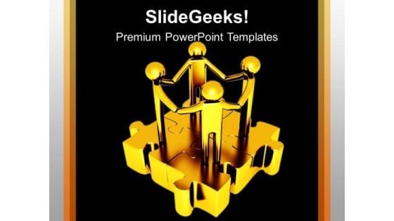Golden Men On Puzzles Unity PowerPoint Templates Ppt Backgrounds For Slides 0213 Golden Men On Puzzles Unity PowerPoint Templates Ppt Backgrounds For Slides 0213