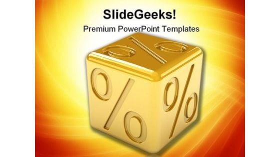 Golden Percentage Dice Finance PowerPoint Templates And PowerPoint Backgrounds 0311