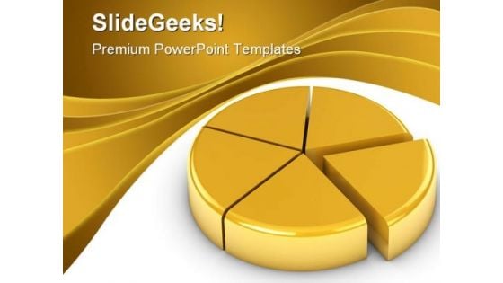 Golden Pie Chart Business PowerPoint Backgrounds And Templates 1210