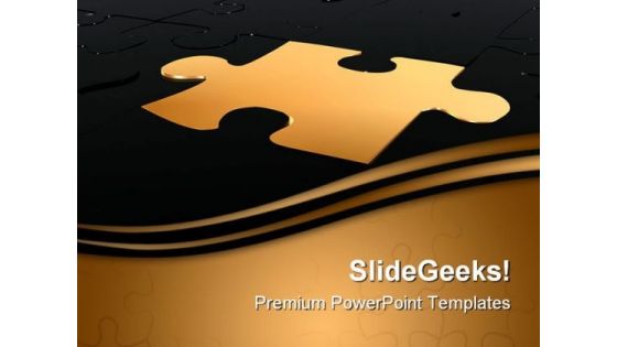 Golden Puzzle Piece Business PowerPoint Templates And PowerPoint Backgrounds 0611