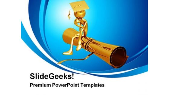 Golden Thinker On Degree Education PowerPoint Themes And PowerPoint Slides 0311