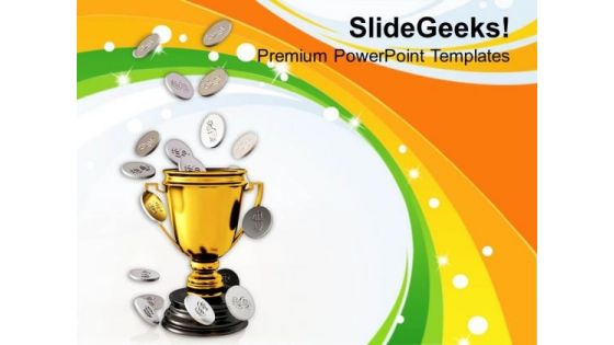 Golden Trophy And Coins Winner Business PowerPoint Templates Ppt Backgrounds For Slides 0213 Golden Trophy And Coins Winner Business PowerPoint Templates Ppt Backgrounds For Slides 0213