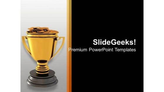 Golden Trophy Of Winner Success PowerPoint Templates Ppt Backgrounds For Slides 0313