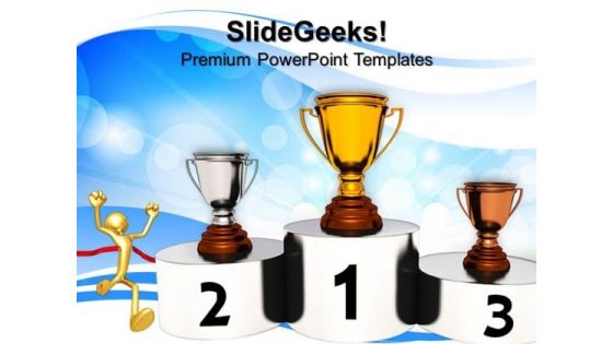 Golden Trophy Podium Competition PowerPoint Templates And PowerPoint Themes 0812