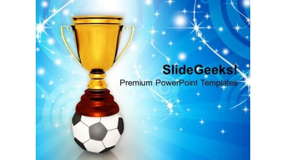 Golden Trophy With Soccer Ball Winner Competition PowerPoint Templates And PowerPoint Themes 1112