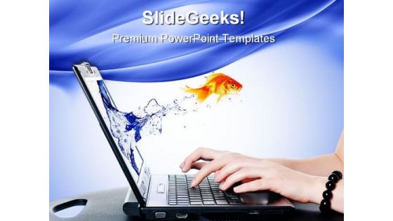 Goldfish And Laptop Computer PowerPoint Templates And PowerPoint Backgrounds 0311